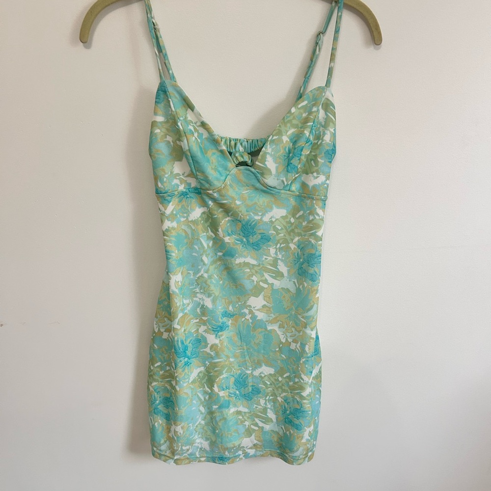 Hello Molly Aqua Floral Slip Dress
